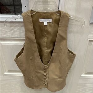New York & Company Beige Buttoned Vest